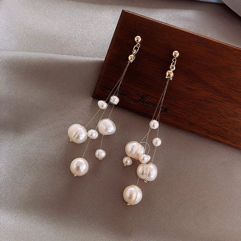 Alice | Floating Pearl Drop Studs - 200001034:2604813136 - Jewellery - Ivory & White