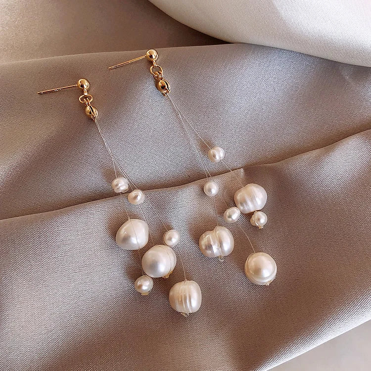 Alice | Floating Pearl Drop Studs - 200001034:2604813136 - Jewellery - Ivory & White