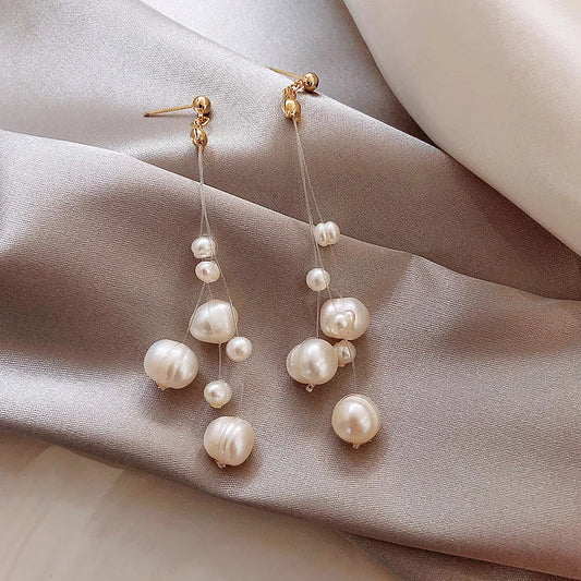 Alice | Floating Pearl Drop Studs - 200001034:2604813136 - Jewellery - Ivory & White