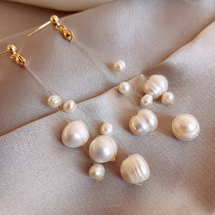 Alice | Floating Pearl Drop Studs - 200001034:2604813136 - Jewellery - Ivory & White