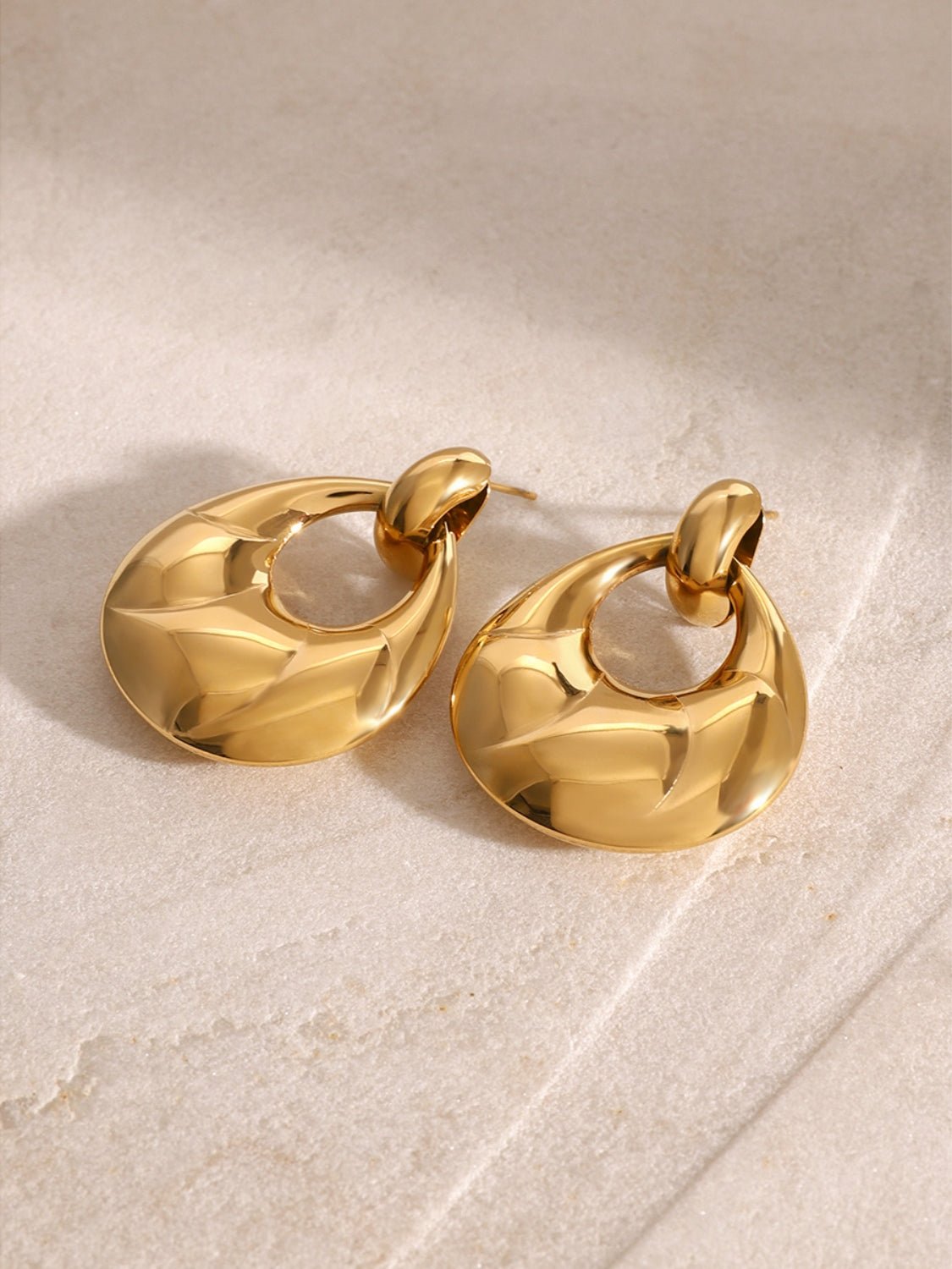 Amara | Teardrop Hoop Studs - Gold - 100500088391732 - Jewellery - Ivory & White