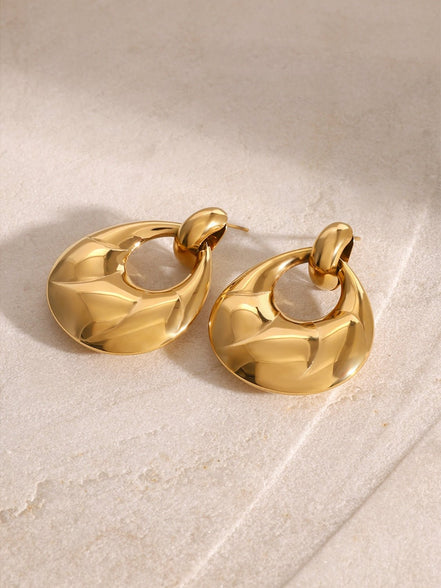 Amara | Teardrop Hoop Studs - Gold - 100500088391732 - Jewellery - Ivory & White