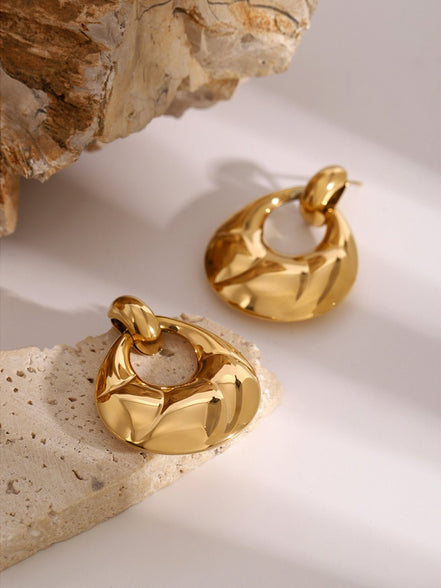 Amara | Teardrop Hoop Studs - Gold - 100500088391732 - Jewellery - Ivory & White