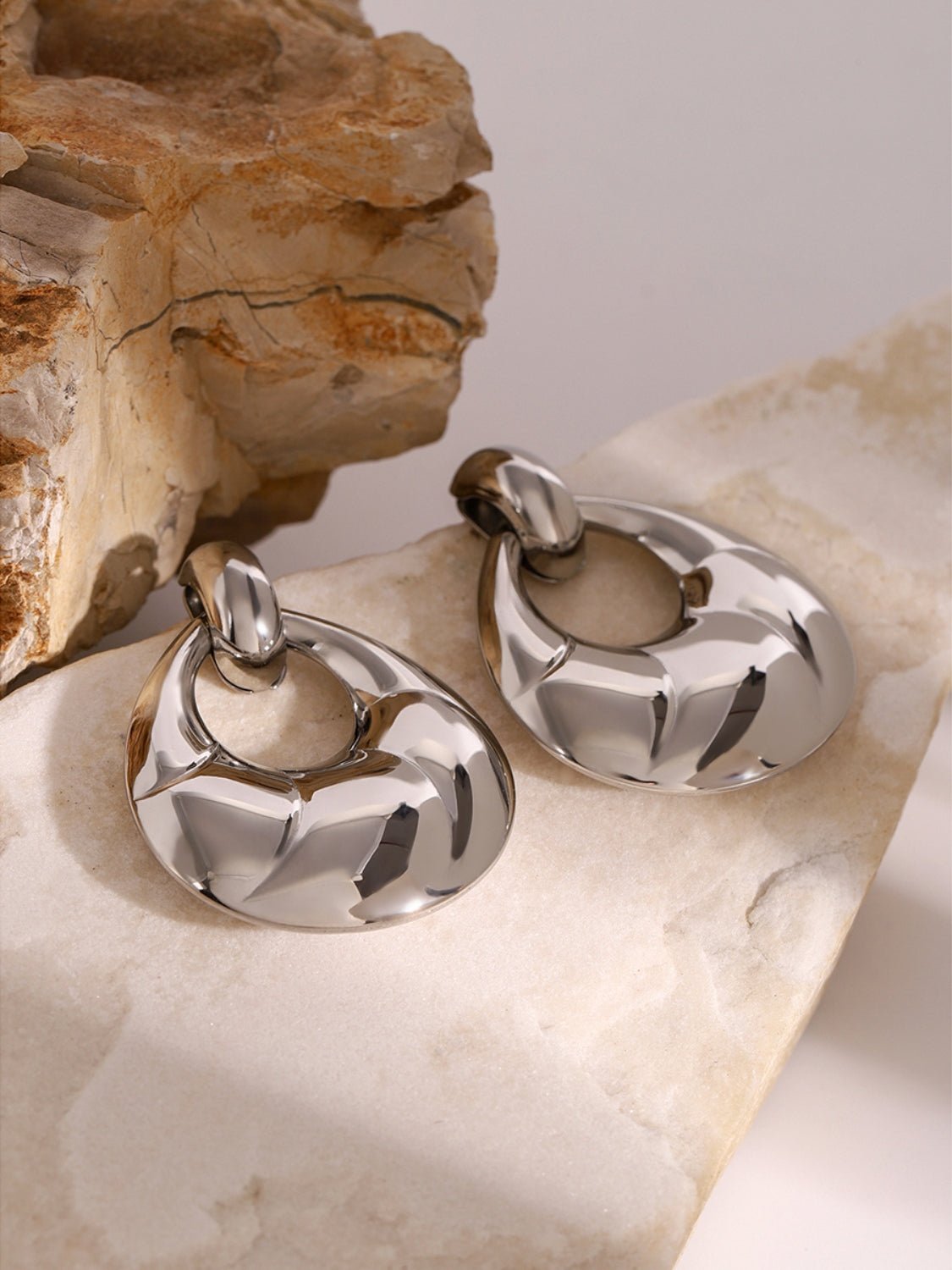 Amara | Teardrop Hoop Studs - Silver - 100500088392756 - Jewellery - Ivory & White