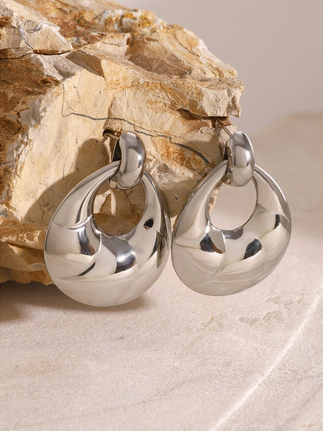 Amara | Teardrop Hoop Studs - Silver - 100500088392756 - Jewellery - Ivory & White