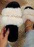 Amélie | Rhinestone Open Toe Fuzzy Slippers - 100600622601031 - Bridal Party Robes - Ivory & White