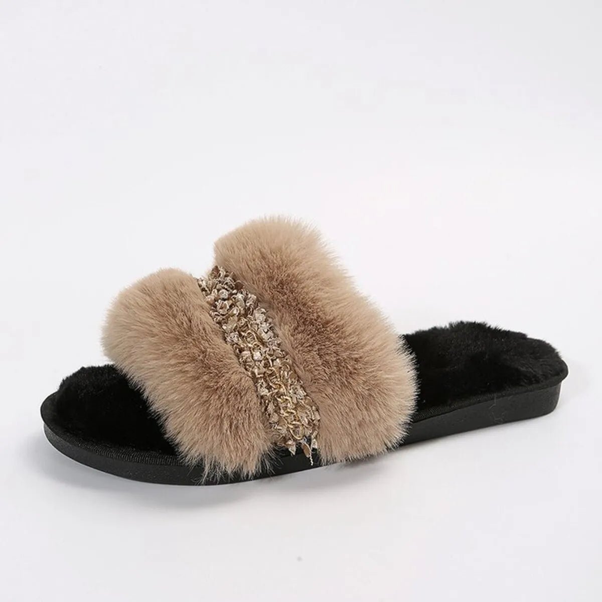 Amélie | Rhinestone Open Toe Fuzzy Slippers - 100600622608343 - Bridal Party Robes - Ivory & White