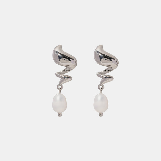 Annelise | Twist Pearl Dangle Stud Earrings - 101300000015657 - Jewellery - Ivory & White