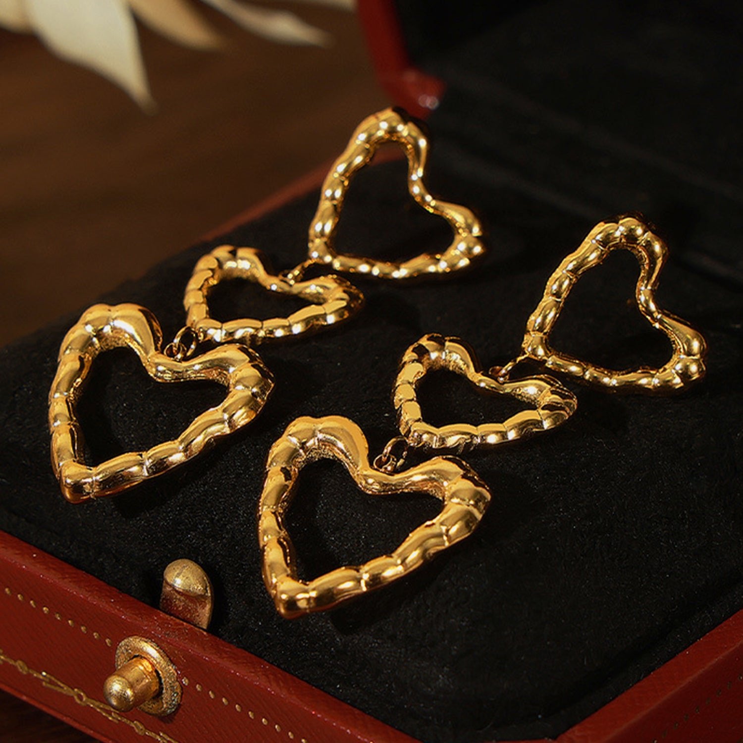 Apollo | 3 - tier Heart Dangle Stud Earrings - 100500190011404 - Jewellery - Ivory & White