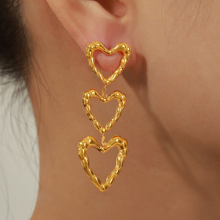Apollo | 3 - tier Heart Dangle Stud Earrings - 100500190011404 - Jewellery - Ivory & White