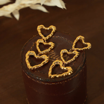 Apollo | 3 - tier Heart Dangle Stud Earrings - 100500190011404 - Jewellery - Ivory & White