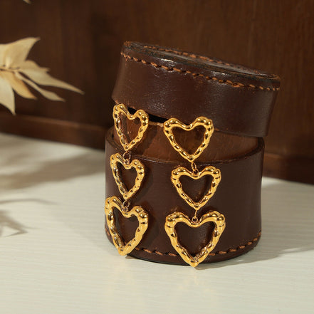 Apollo | 3 - tier Heart Dangle Stud Earrings - 100500190011404 - Jewellery - Ivory & White