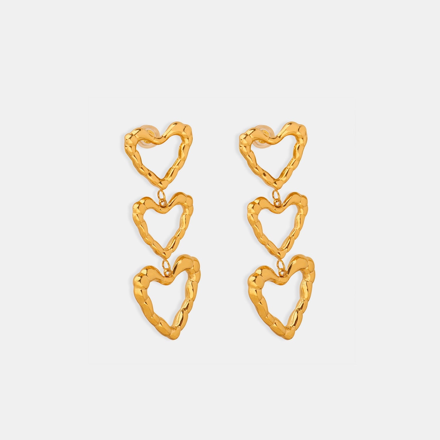 Apollo | 3 - tier Heart Dangle Stud Earrings - 100500190011404 - Jewellery - Ivory & White