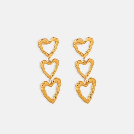 Apollo | 3 - tier Heart Dangle Stud Earrings - 100500190011404 - Jewellery - Ivory & White