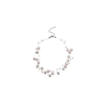 Audrey | Floating Pearl Tiered Necklace - 200001033:361180white - Jewellery - Ivory & White
