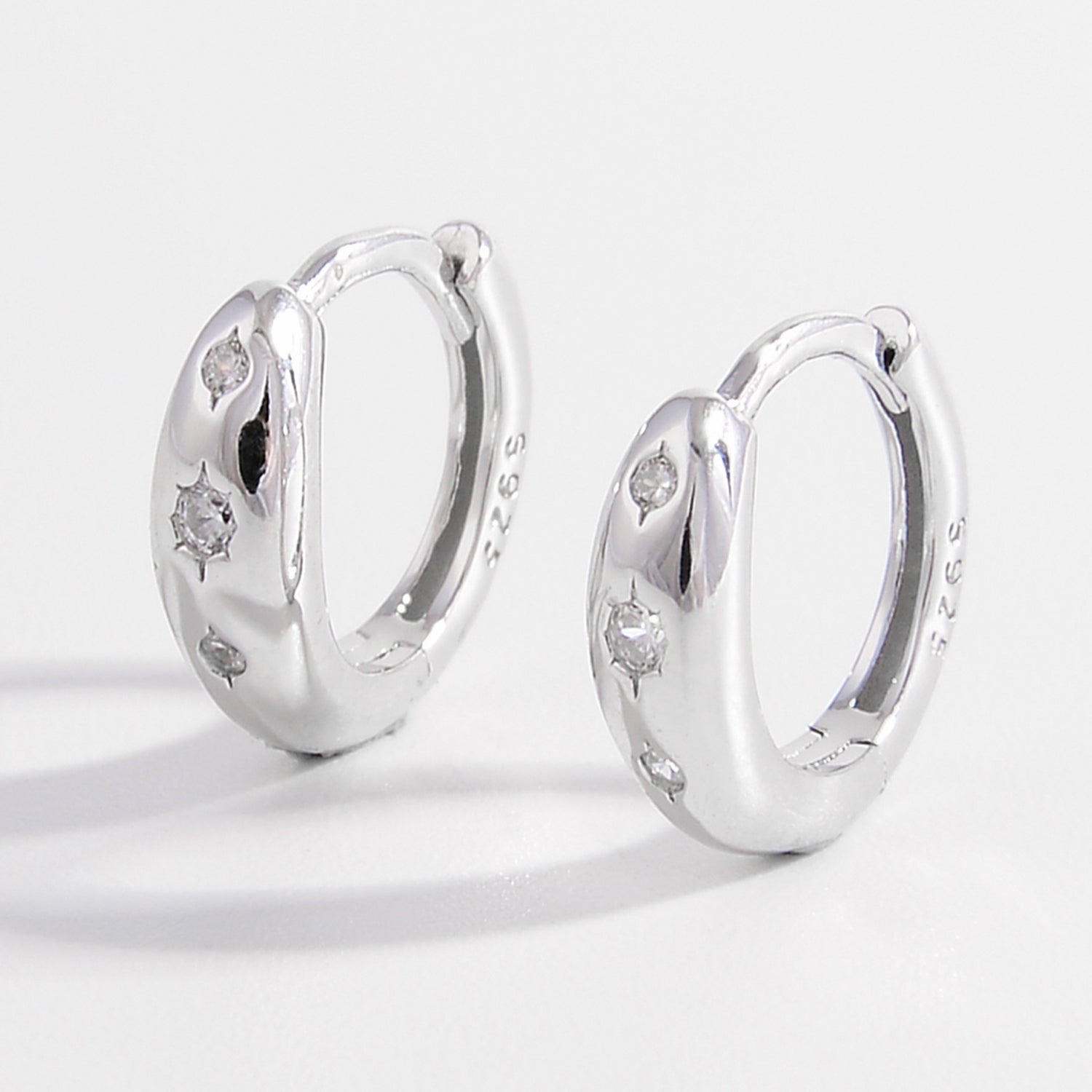 Aurora | Zircon Inlaid Hoop Earrings - 100500943071052 - Jewellery - Ivory & White