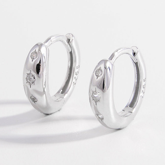 Aurora | Zircon Inlaid Hoop Earrings - 100500943071052 - Jewellery - Ivory & White