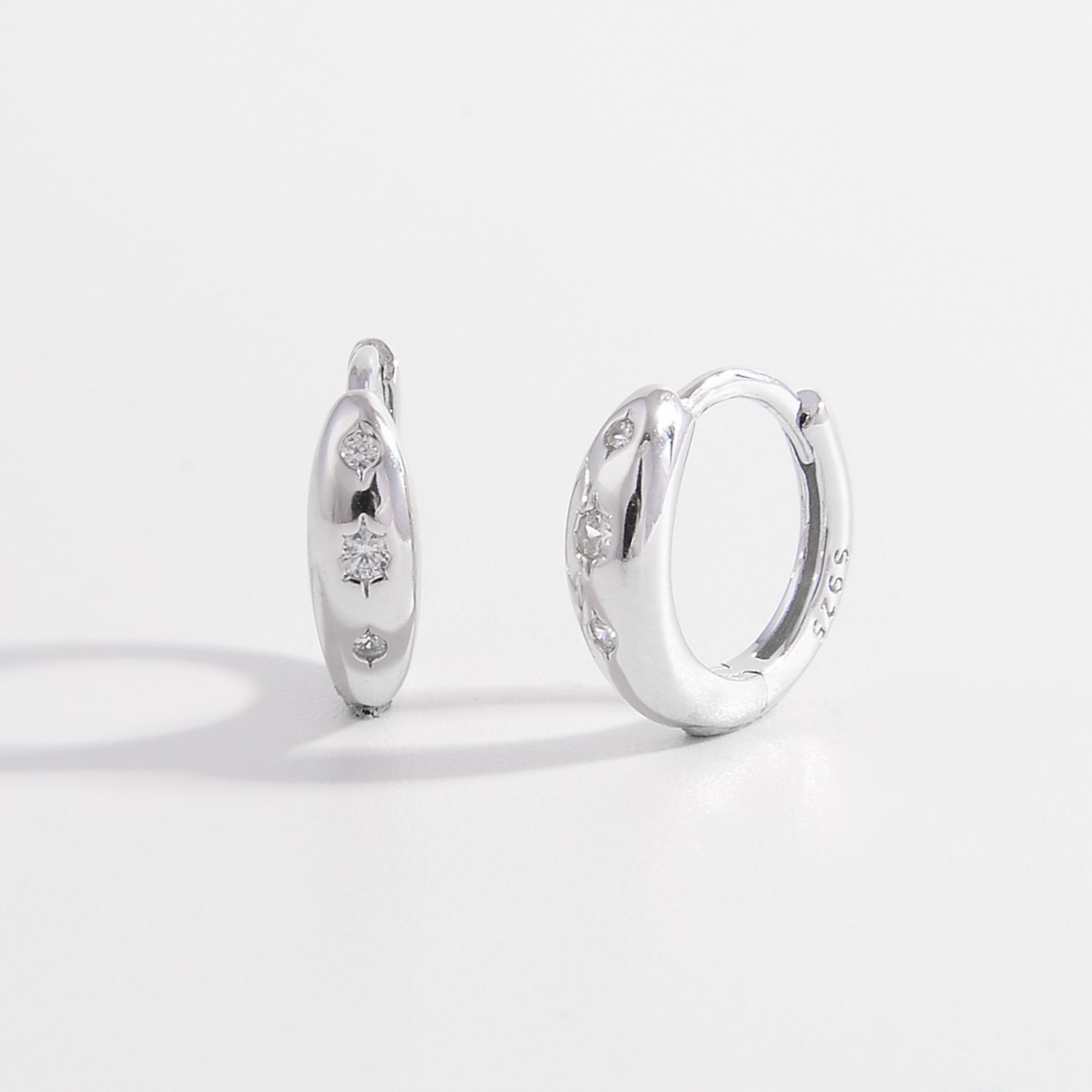 Aurora | Zircon Inlaid Hoop Earrings - 100500943071052 - Jewellery - Ivory & White