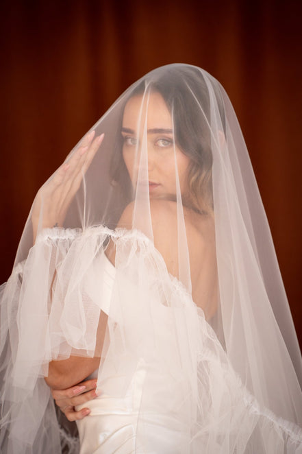 Ava | Fringed Tulle Veil - 14:29;200000063:1952 - Bridal Veil - Ivory & White