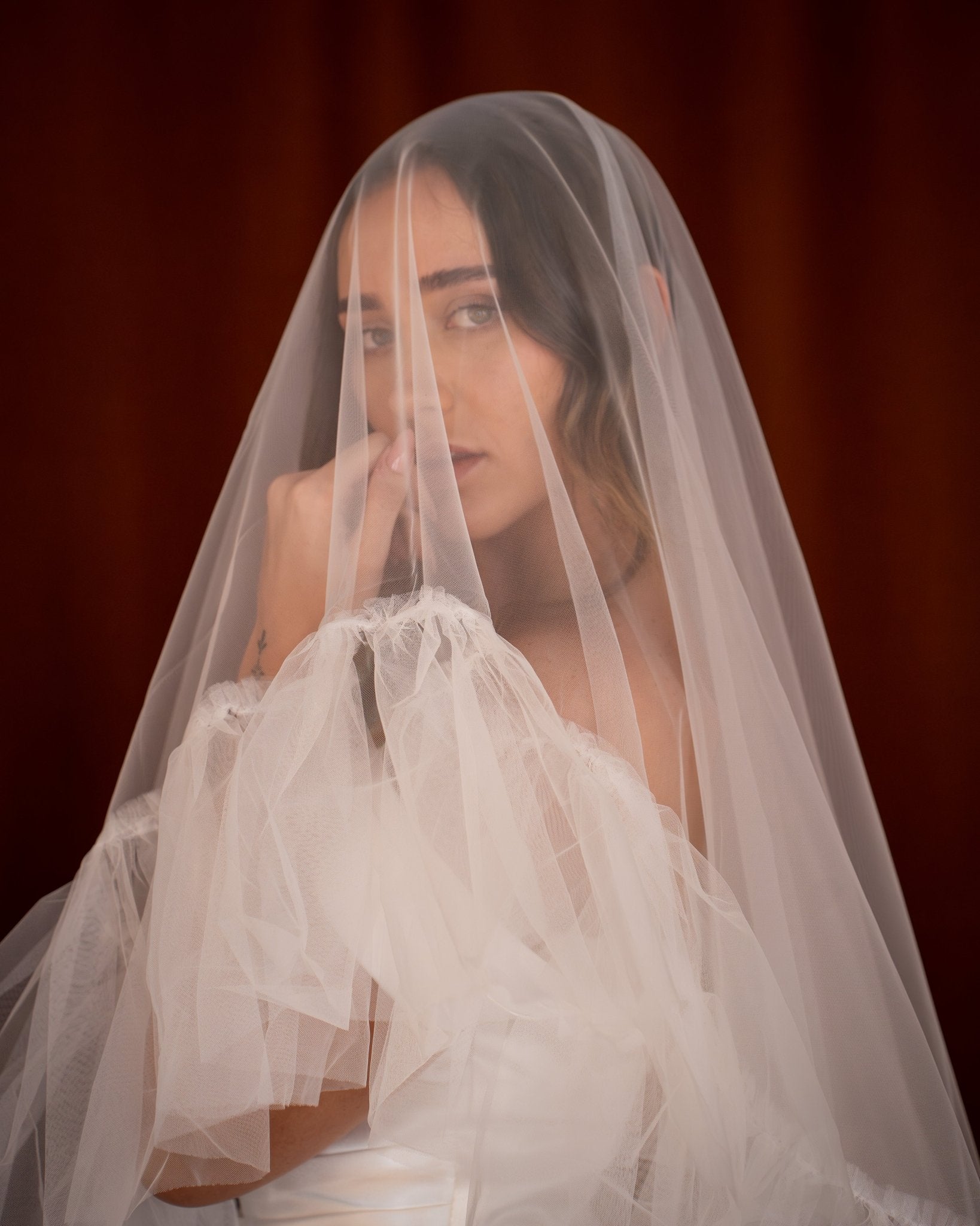 Ava | Fringed Tulle Veil - 14:29;200000063:1952 - Bridal Veil - Ivory & White