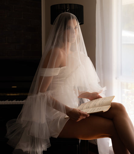 Ava | Fringed Tulle Veil - 14:29;200000063:1952 - Bridal Veil - Ivory & White