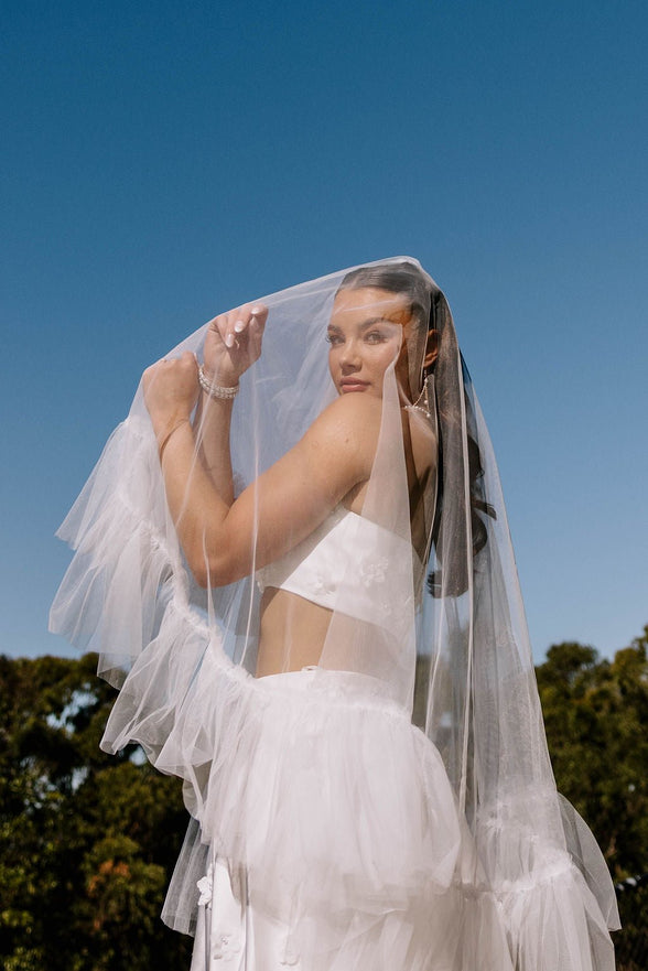 Ava | Fringed Tulle Veil - 14:29;200000063:1952 - Bridal Veil - Ivory & White