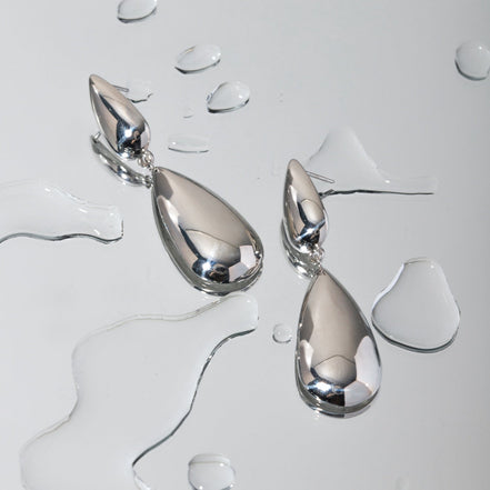 Bethanie | Double Teardrop Earrings - Silver - 100500052842192 - Jewellery - Ivory & White