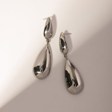 Bethanie | Double Teardrop Earrings - Silver - 100500052842192 - Jewellery - Ivory & White