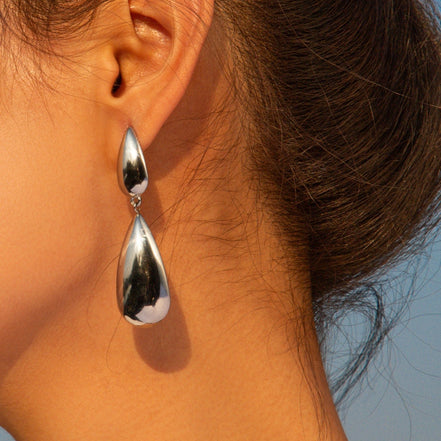 Bethanie | Double Teardrop Earrings - Silver - 100500052842192 - Jewellery - Ivory & White