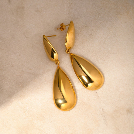 Bethanie | Teardrop Dangle Stud - Gold - 100500052841161 - Jewellery - Ivory & White