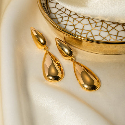 Bethanie | Teardrop Dangle Stud - Gold - 100500052841161 - Jewellery - Ivory & White