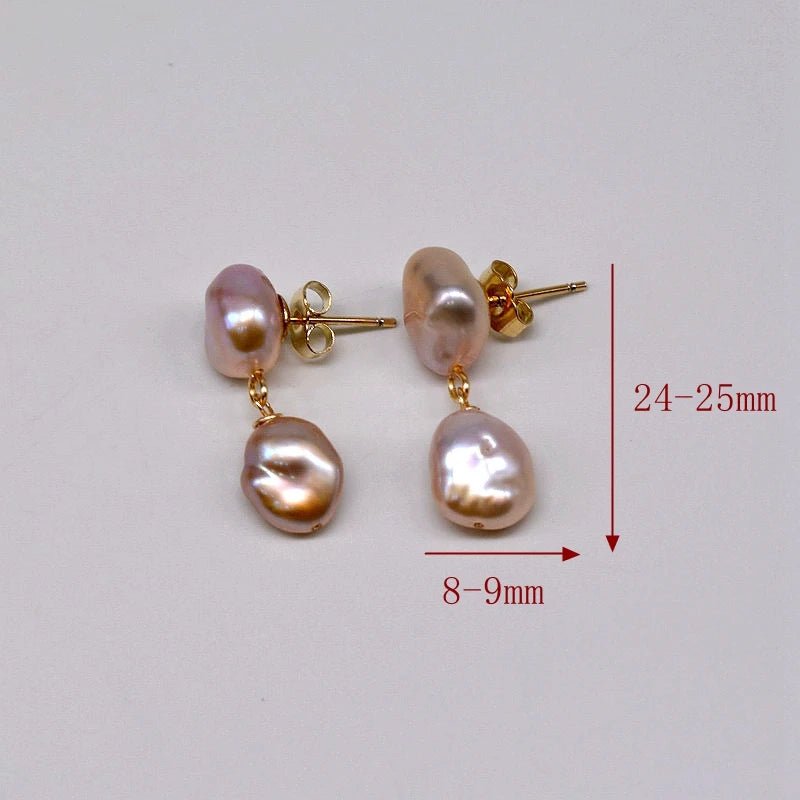 Bethany | Pearl Drop Studs - Pink - 200001034:361181purple - Jewellery - Ivory & White