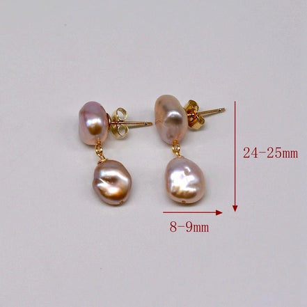 Bethany | Pearl Drop Studs - Pink - 200001034:361181purple - Jewellery - Ivory & White