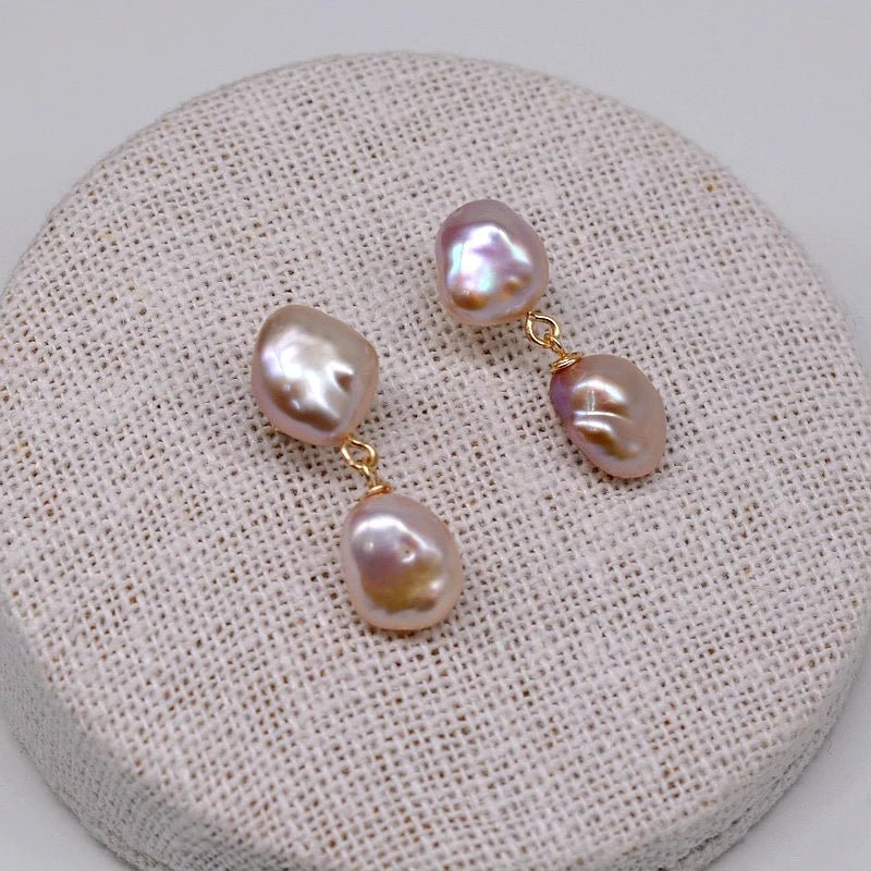 Bethany | Pearl Drop Studs - Pink - 200001034:361181purple - Jewellery - Ivory & White