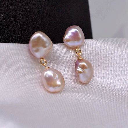 Bethany | Pearl Drop Studs - Pink - 200001034:361181purple - Jewellery - Ivory & White