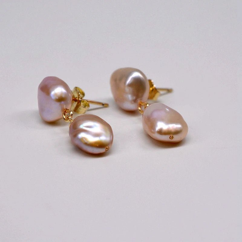 Bethany | Pearl Drop Studs - Pink - 200001034:361181purple - Jewellery - Ivory & White