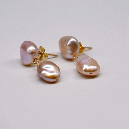 Bethany | Pearl Drop Studs - Pink - 200001034:361181purple - Jewellery - Ivory & White
