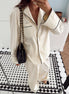 Brigitte | Contrast Trim Button Up Top and Pants Lounge Set - 100100597216607 - Bridal Party Robes - Ivory & White
