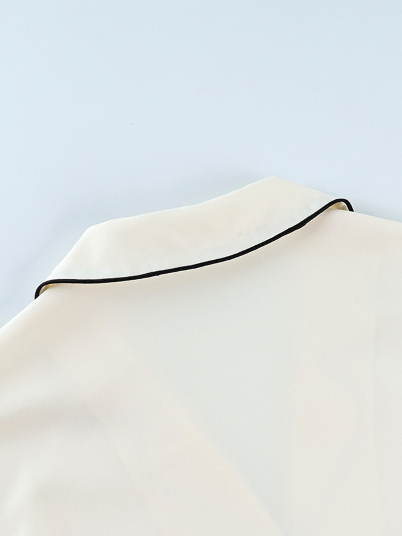 Brigitte | Contrast Trim Button Up Top and Pants Lounge Set - 100100597216607 - Bridal Party Robes - Ivory & White