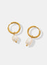 Clara | Pearl Drop Hoop Earrings - Gold - 100500102681494 - Jewellery - Ivory & White