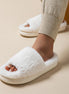 Delphine | Fluffy Open Toe Comfort Slippers - 100600528521422 - Bridal Party Robes - Ivory & White