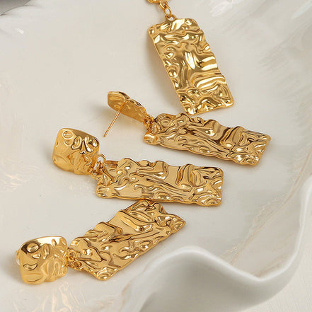 Dianna | Geometric Pattern Drop Stud Earrings - 100500644921304 - Jewellery - Ivory & White