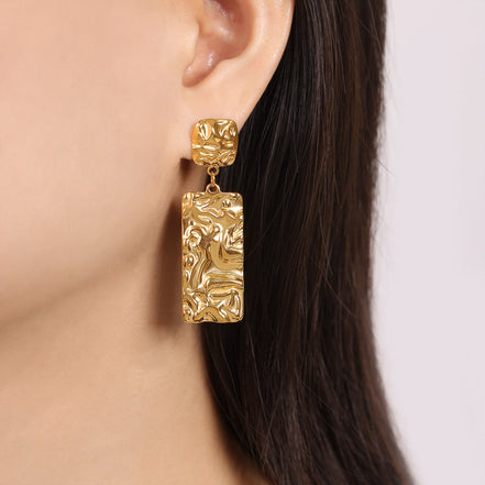 Dianna | Geometric Pattern Drop Stud Earrings - 100500644921304 - Jewellery - Ivory & White