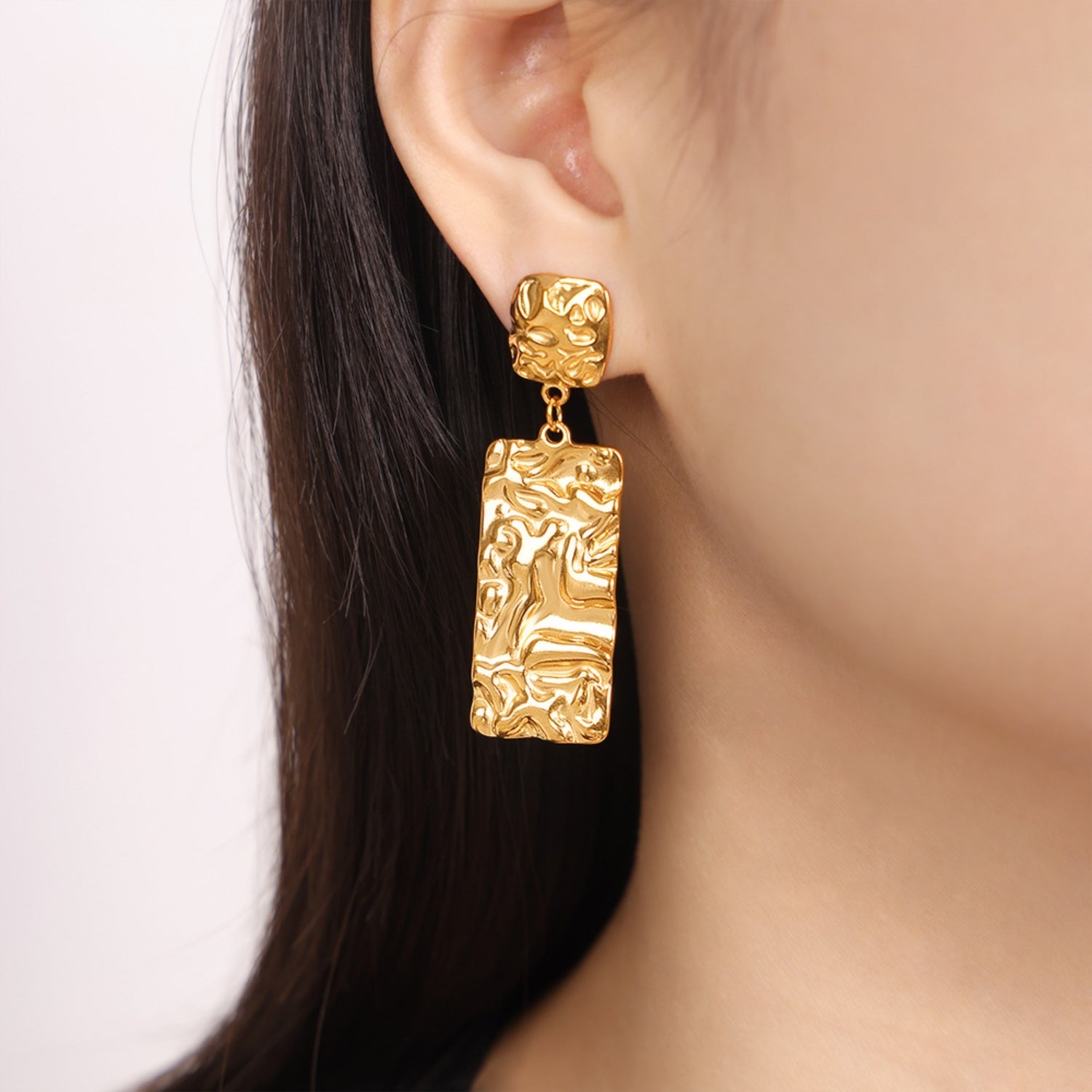Dianna | Geometric Pattern Drop Stud Earrings - 100500644921304 - Jewellery - Ivory & White