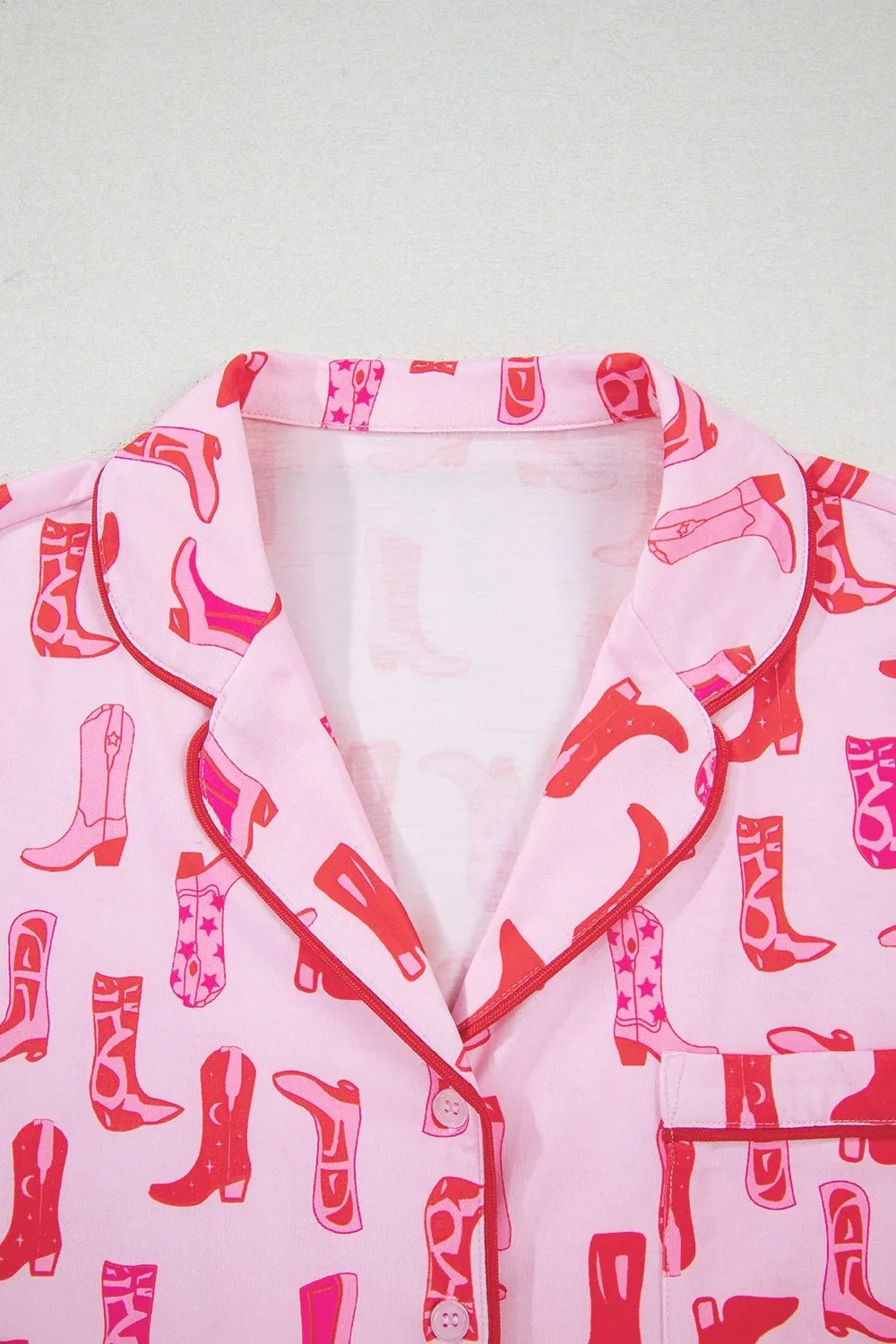 Dolly | Cowgirl Boots Printed Shirt and Shorts Set - 100100454272031 - Bridal Party Robes - Ivory & White