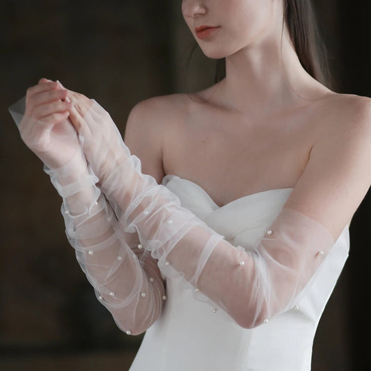 Elodie | Pearl Gloves - 14:29White;200007763:201336100 - Bridal Accessories - Ivory & White