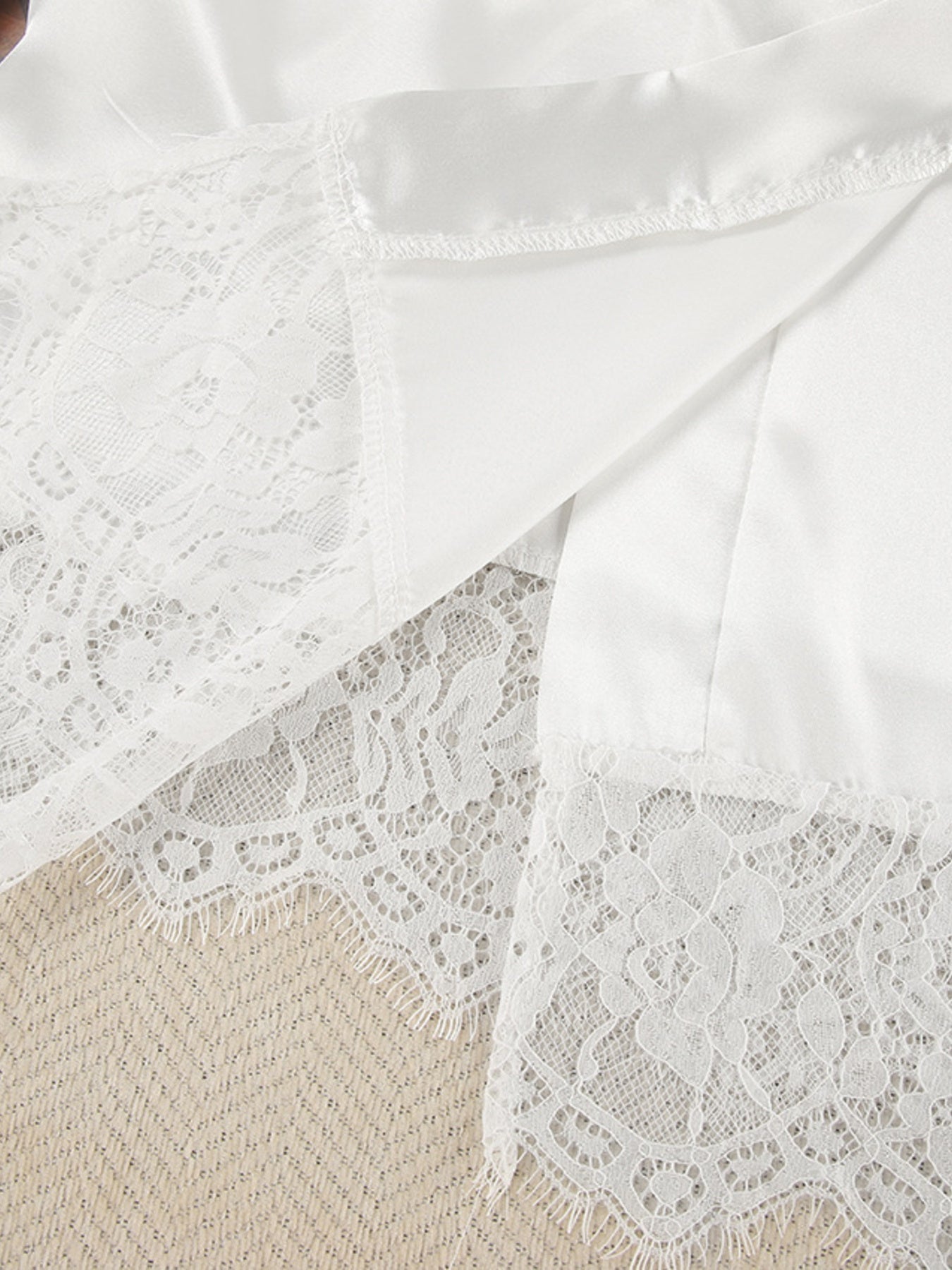 Eloise | Cami & Lace Trim Cardigan & Shorts Lounge Set - 100100092228883 - Bridal Party Robes - Ivory & White
