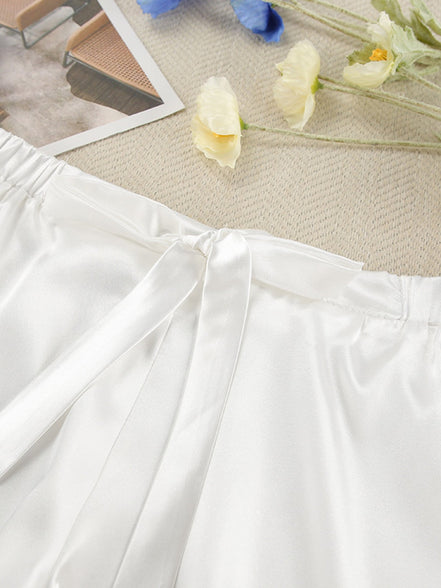 Eloise | Cami & Lace Trim Cardigan & Shorts Lounge Set - 100100092228883 - Bridal Party Robes - Ivory & White