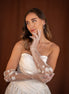 Flora | Tulle Gloves with Flower Detail - 14:366mm15 - Bridal Accessories - Ivory & White