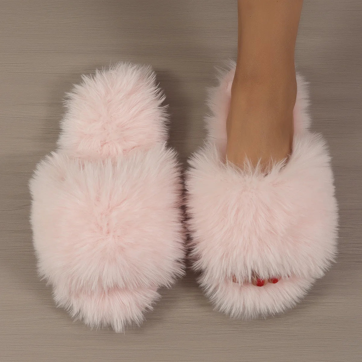 Frannie | Fur Slide Slippers - 14:1052;200000124:201446563 - Bridal Accessories - Ivory & White